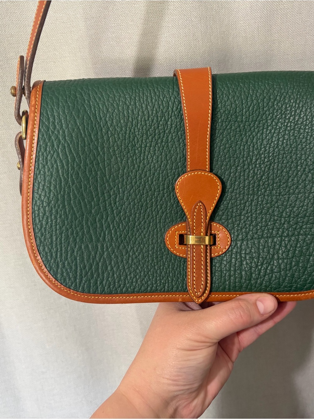 Dooney & Bourke Forest Green and Tan Leather Crossbody